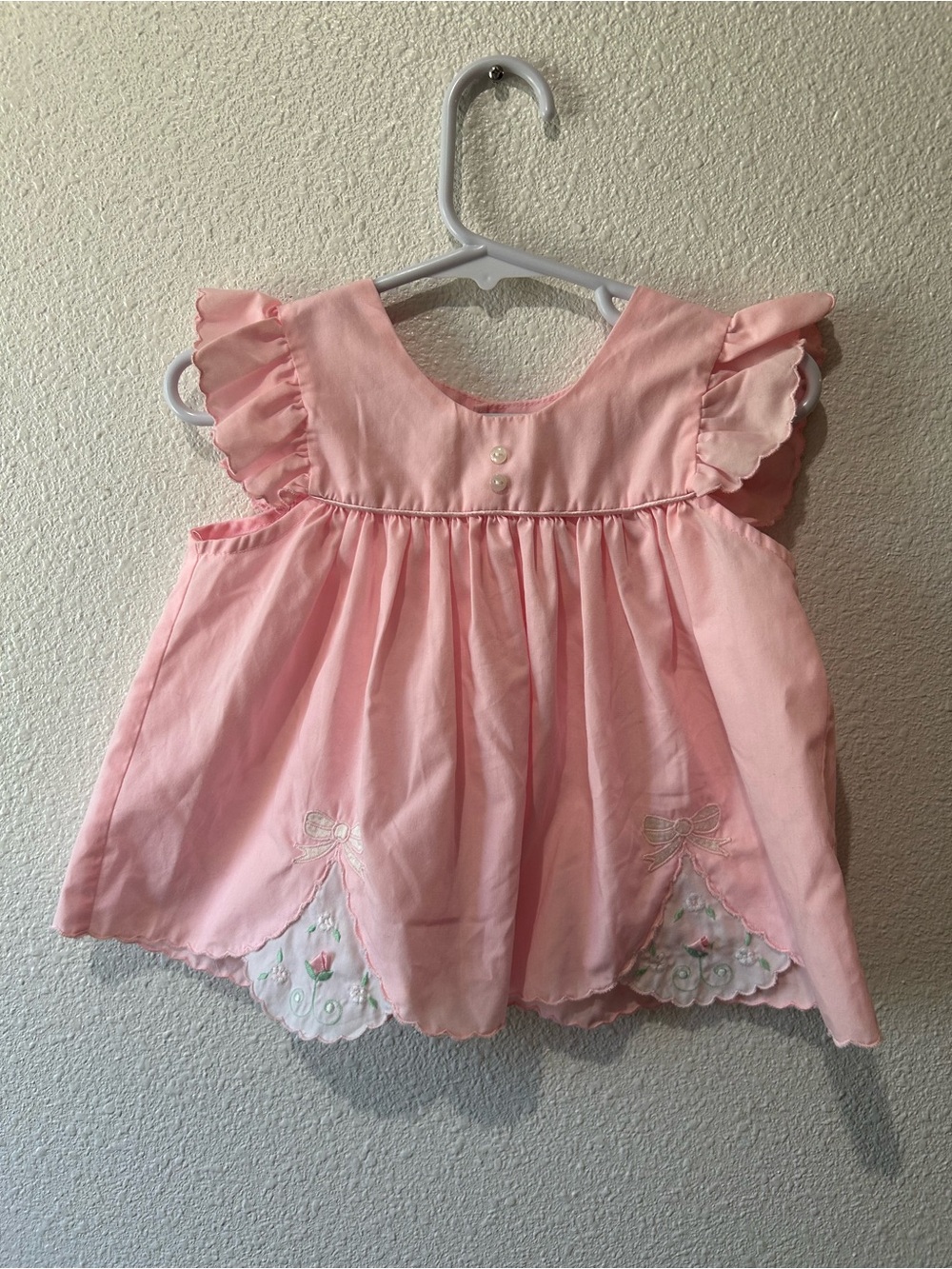 Vintage Pink Baby Dress with Embroideries